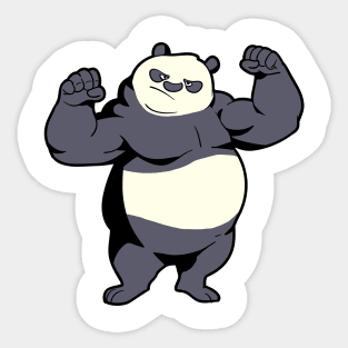 Fitness bodybuilder Panda shows muscles - weight training Sticker